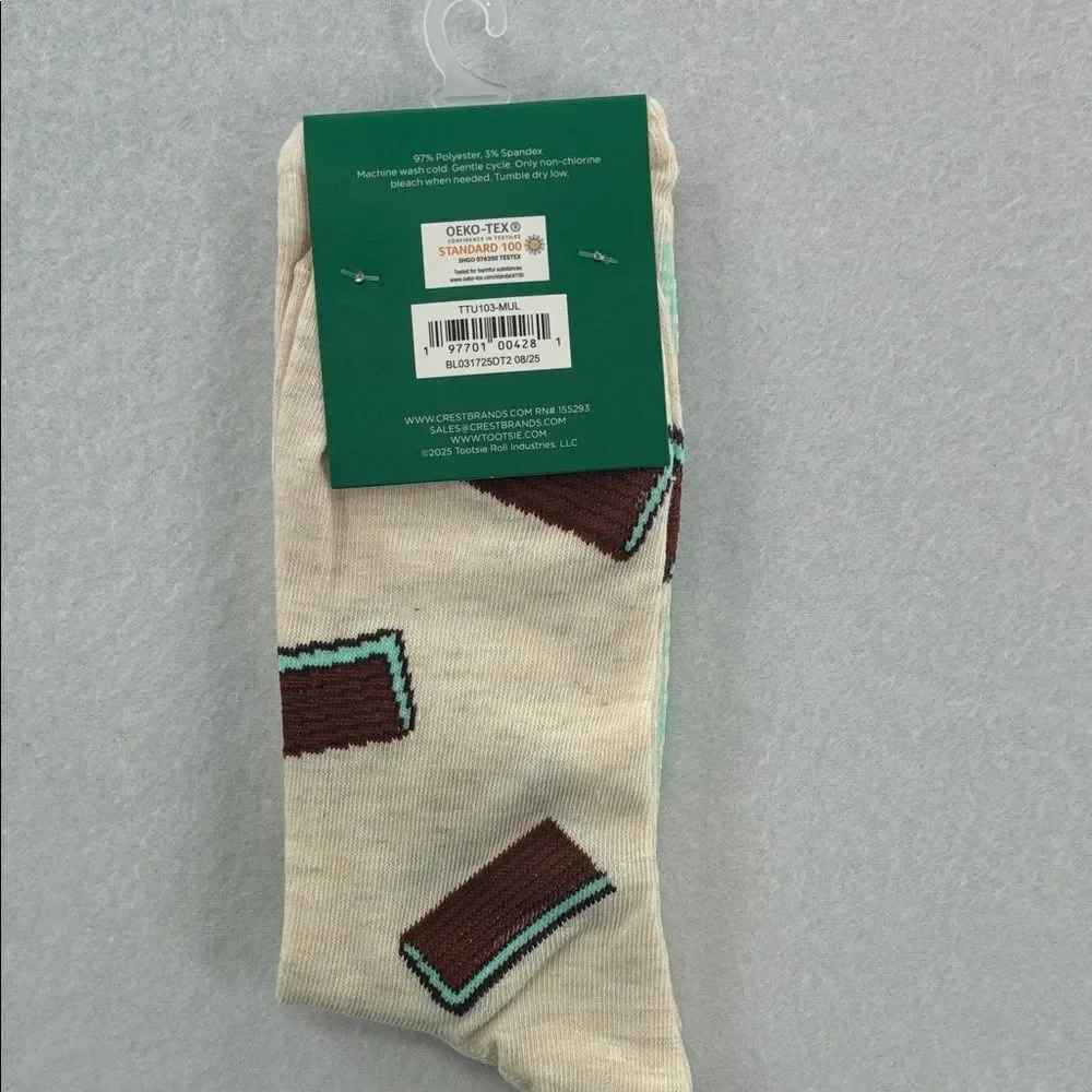 Andres Chocolate Mint Funny Cream Socks One Size 10-13